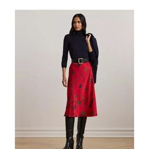 Lauren Ralph Lauren Women’s Satin Midi Skirt Sz14W NWT